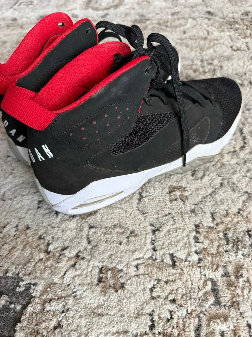 Jordan Black and Red Mid-High Basketball Sneakers